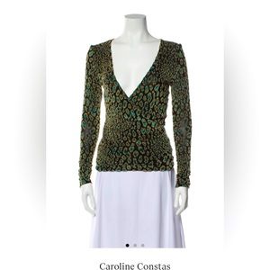 Caroline Constas Leopard Long Sleeve Sweater size Small